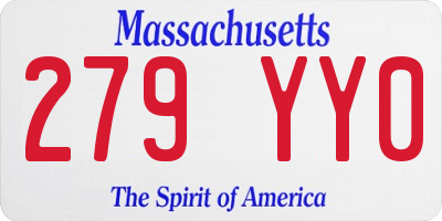 MA license plate 279YY0