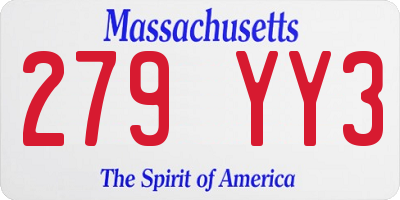 MA license plate 279YY3