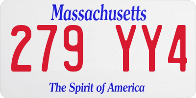 MA license plate 279YY4