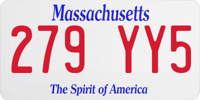 MA license plate 279YY5