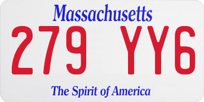 MA license plate 279YY6