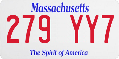 MA license plate 279YY7
