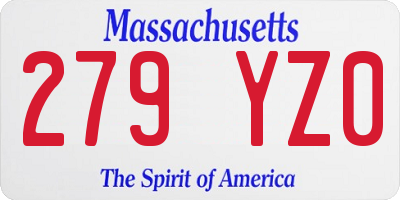 MA license plate 279YZ0