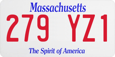 MA license plate 279YZ1