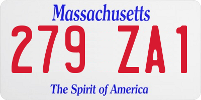 MA license plate 279ZA1