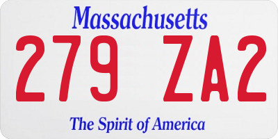 MA license plate 279ZA2