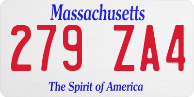 MA license plate 279ZA4