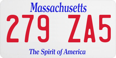 MA license plate 279ZA5