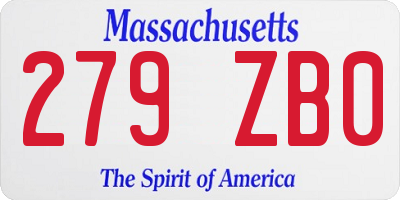 MA license plate 279ZB0