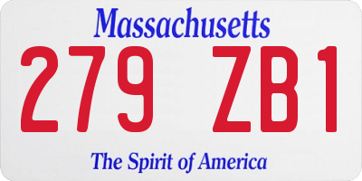 MA license plate 279ZB1