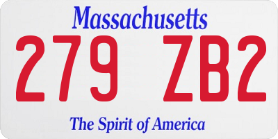 MA license plate 279ZB2