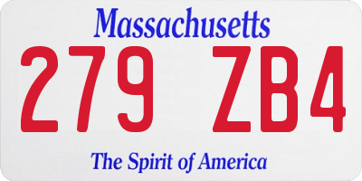 MA license plate 279ZB4