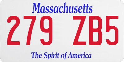 MA license plate 279ZB5