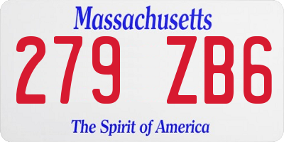 MA license plate 279ZB6