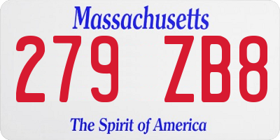 MA license plate 279ZB8