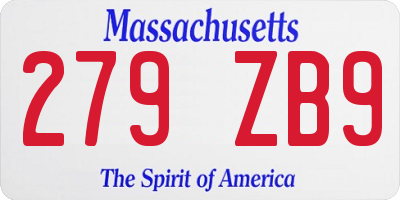 MA license plate 279ZB9