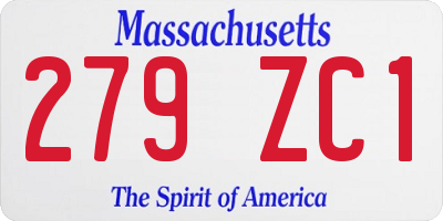 MA license plate 279ZC1