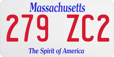 MA license plate 279ZC2