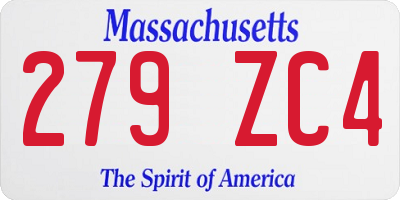 MA license plate 279ZC4