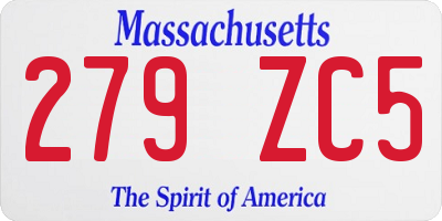 MA license plate 279ZC5