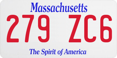 MA license plate 279ZC6