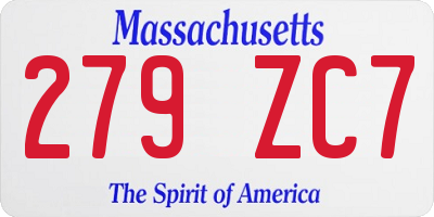 MA license plate 279ZC7