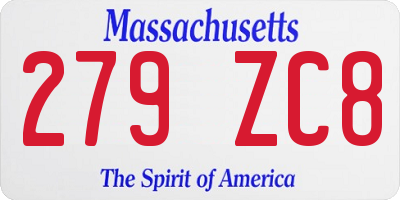 MA license plate 279ZC8
