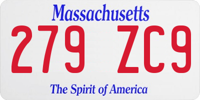 MA license plate 279ZC9