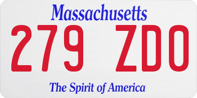 MA license plate 279ZD0