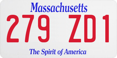 MA license plate 279ZD1