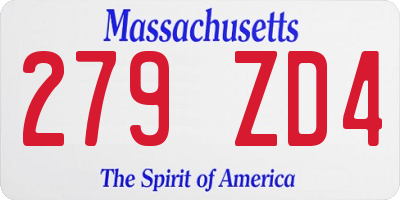 MA license plate 279ZD4