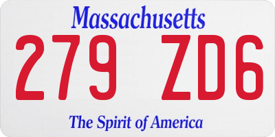 MA license plate 279ZD6