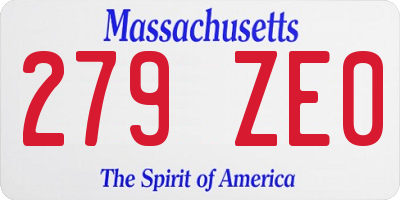 MA license plate 279ZE0