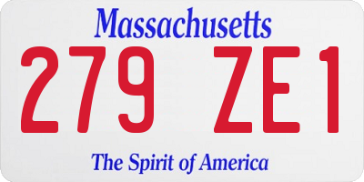 MA license plate 279ZE1