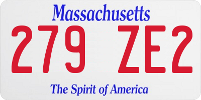 MA license plate 279ZE2