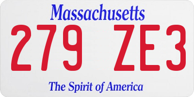 MA license plate 279ZE3