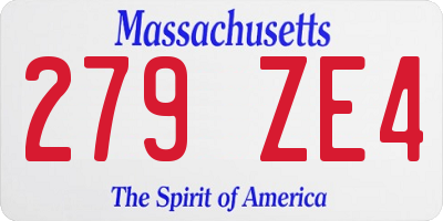 MA license plate 279ZE4