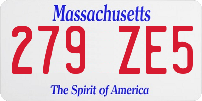 MA license plate 279ZE5