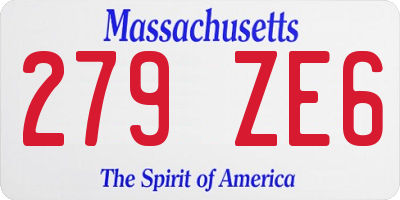 MA license plate 279ZE6