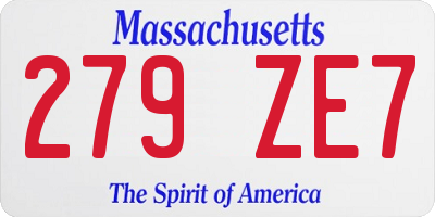 MA license plate 279ZE7