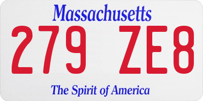 MA license plate 279ZE8