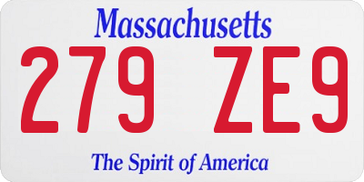 MA license plate 279ZE9