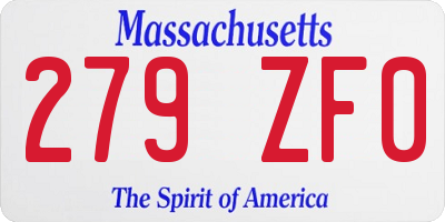 MA license plate 279ZF0