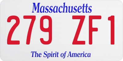 MA license plate 279ZF1