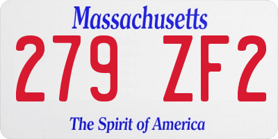 MA license plate 279ZF2