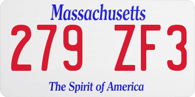 MA license plate 279ZF3