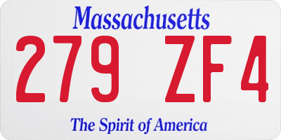 MA license plate 279ZF4