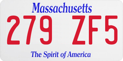 MA license plate 279ZF5