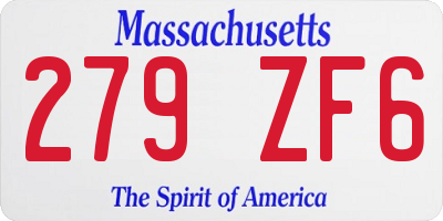 MA license plate 279ZF6