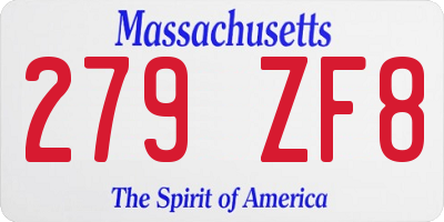 MA license plate 279ZF8